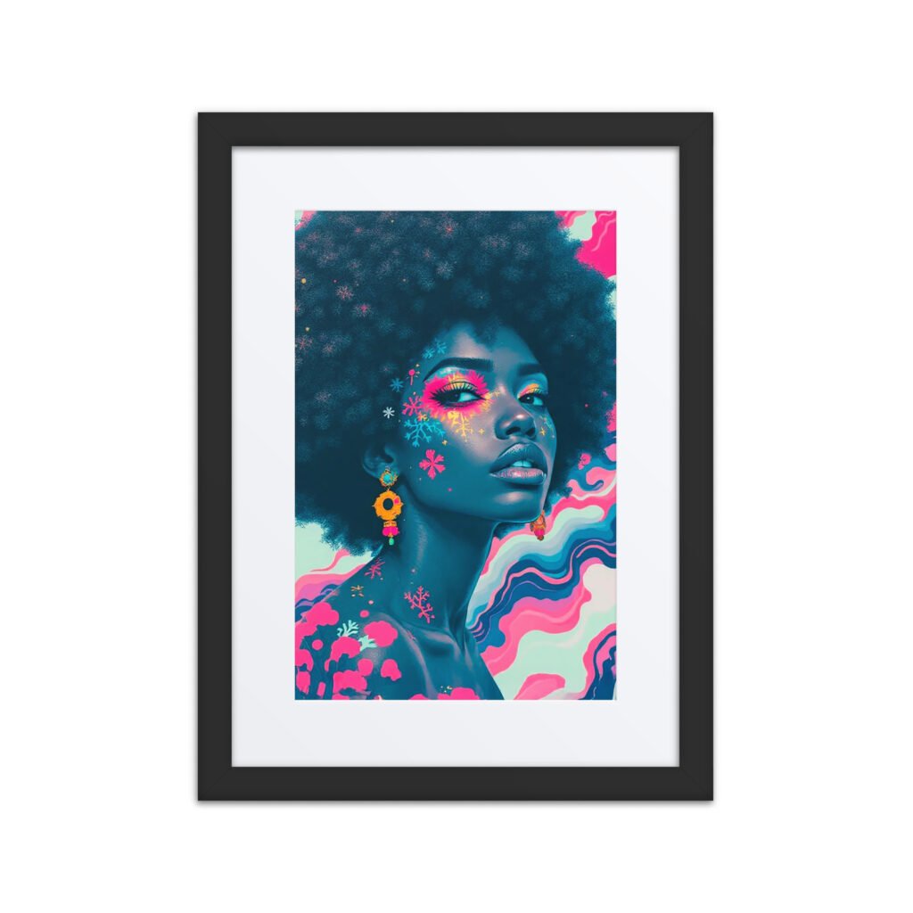 colorful afrocentric woman wall art | modern black girl magic art print | bold feminine portrait | digital download & wall decor