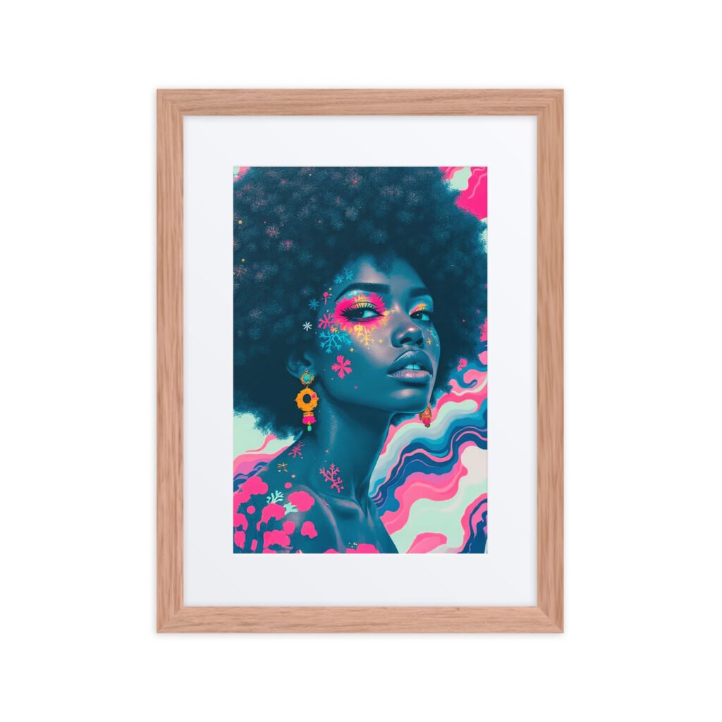 colorful afrocentric woman wall art | modern black girl magic art print | bold feminine portrait | digital download & wall decor